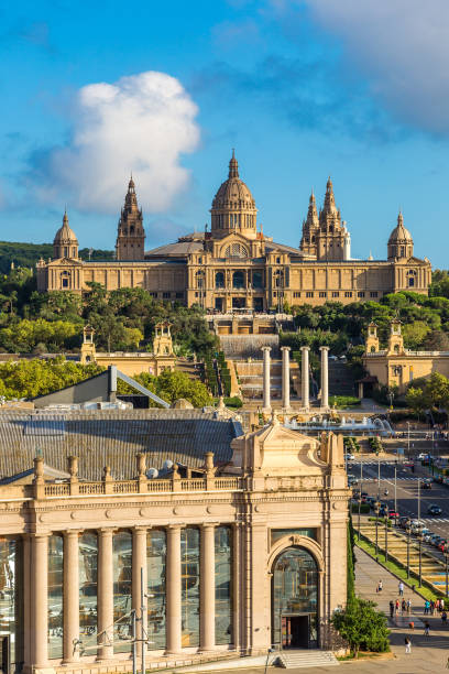 中心部バルセロナの眺め - plaza de espana barcelona street catalonia ストックフォトと画像