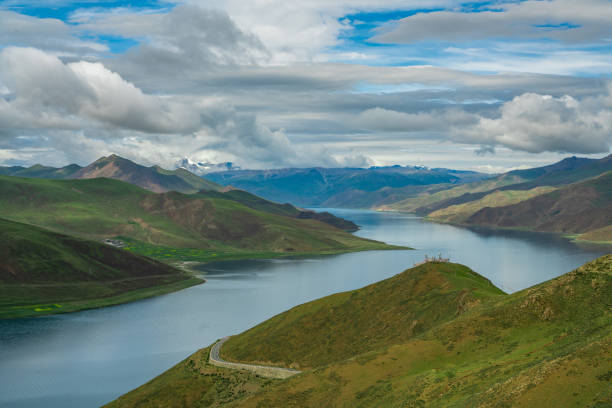 Yamdroktso, a sacred lake in Tibet, China, on summer time.