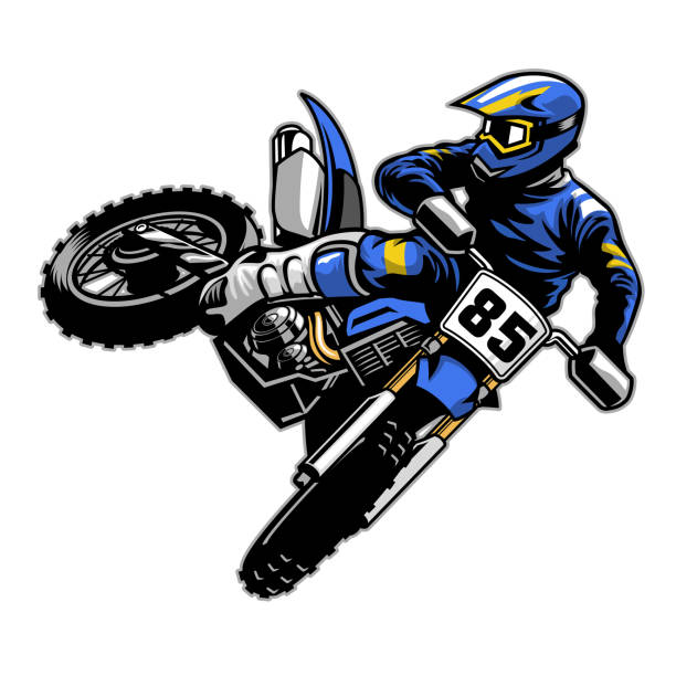 ilustraciones, imágenes clip art, dibujos animados e iconos de stock de cola azotando motocross - action off road vehicle motocross cycle