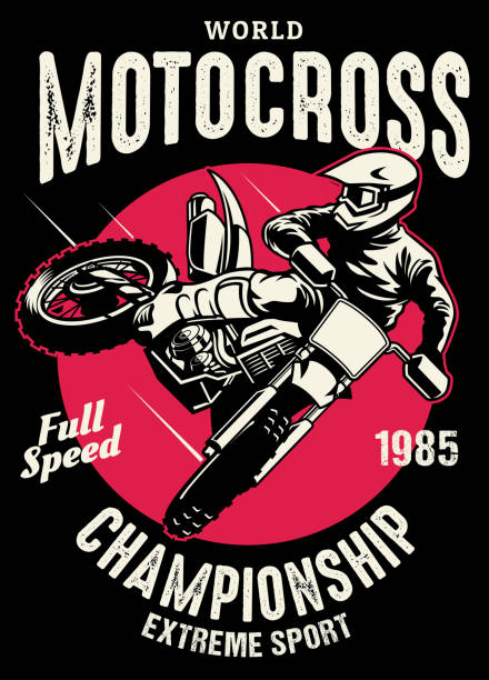 ilustraciones, imágenes clip art, dibujos animados e iconos de stock de diseño de la camisa del campeonato de motocross - dirt stunt