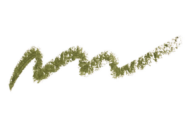 istock Eyeliner trace stroke isolated on white. Make up pencil stroke smear smudge green colored. 1266381463