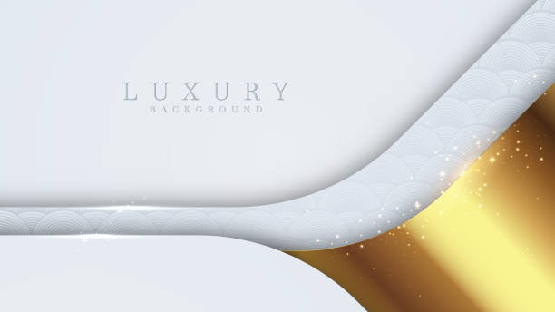 istock Luxury golden line background white and gray shades in 3d abstract style. 1266383146