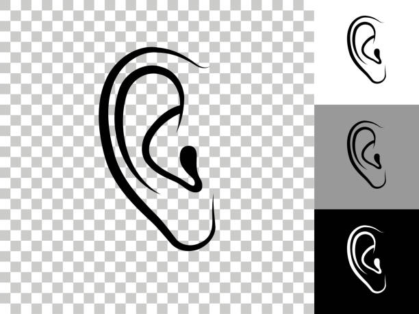 Ears Icon on Checkerboard Transparent Background Ears Icon on Checkerboard Transparent Background. This 100% royalty free vector illustration is featuring the icon on a checkerboard pattern transparent background. There are 3 additional color variations on the right.. ears white background stock illustrations