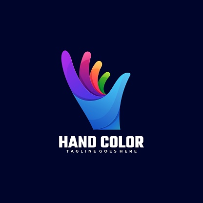 Vector Illustration Hand Color Gradient Colorful Style.
