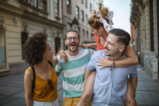 istock Friends enjoying city life 1266390612