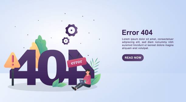istock Illustration concept of error 404 with a person holding a laptop. 1266397259