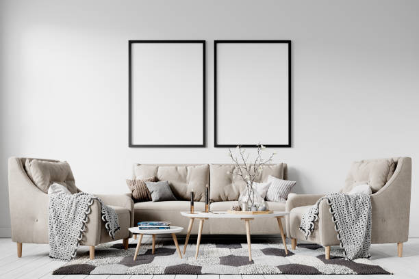 istock Modern Interior Poster Mockup Background - 3d Rendering, 3d Illustration 1266397318