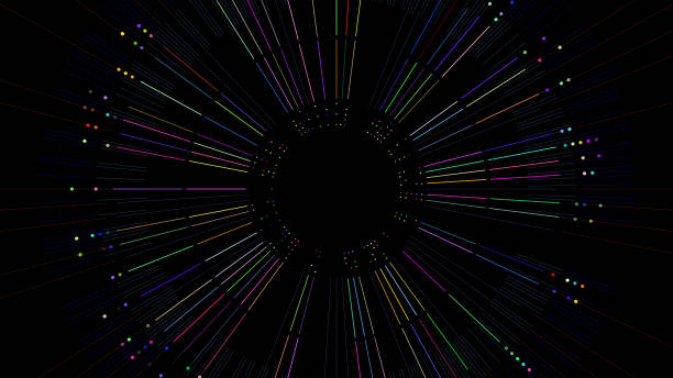 istock 2d render of circular structure with lines and circles. Complex data concept. Colorful technology background. 1266398707