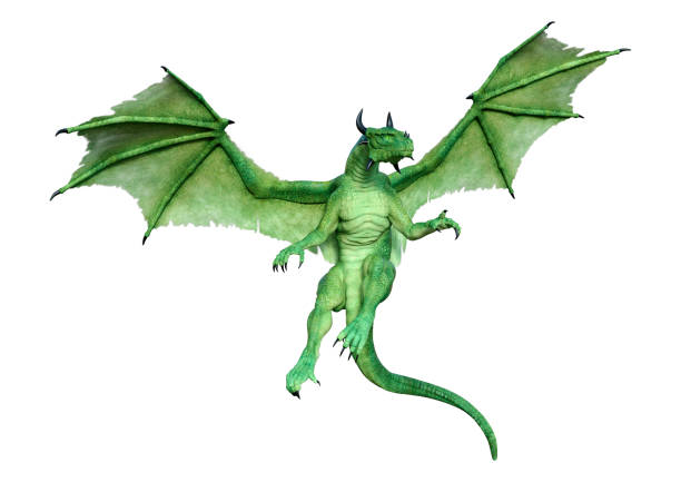 istock 3D illustration fantasy dragon on white 1266399487