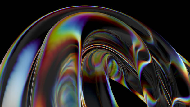 istock 3d render of glass object with dispersion and iridescent effects. 1266400421