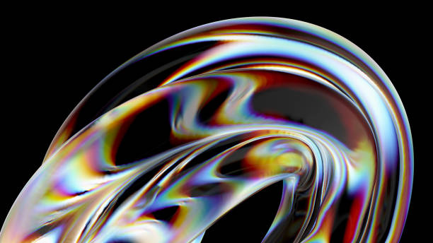 istock 3d render of glass object with dispersion and iridescent effects. 1266400424