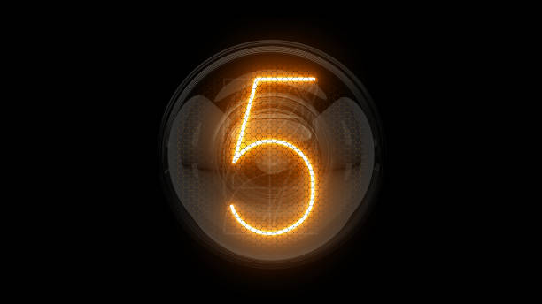 istock Five. Digit 5 Nixie tube indicator digit. Gas discharge indicators and lamps. 3D. 3D Rendering 1266400635