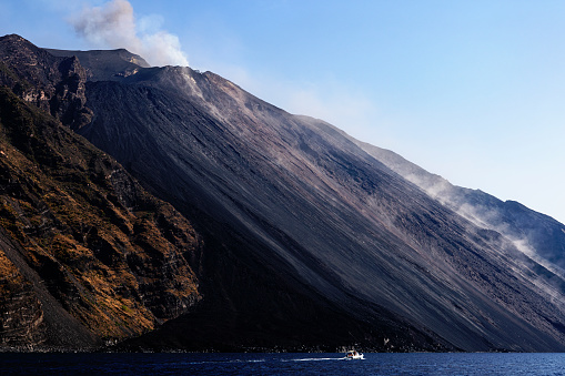 Stromboli volcano seen from the sea