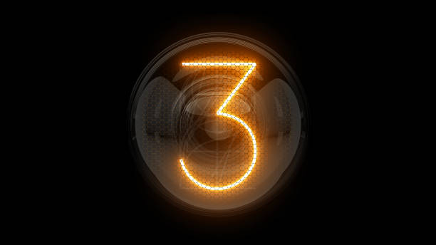 istock Three. Digit 3 Nixie tube indicator digit. Gas discharge indicators and lamps. 3D. 3D Rendering 1266401382