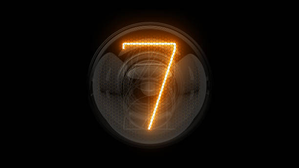 istock Seven. Digit 7. Nixie tube indicator digit. Gas discharge indicators and lamps. 3D. 3D Rendering 1266401390