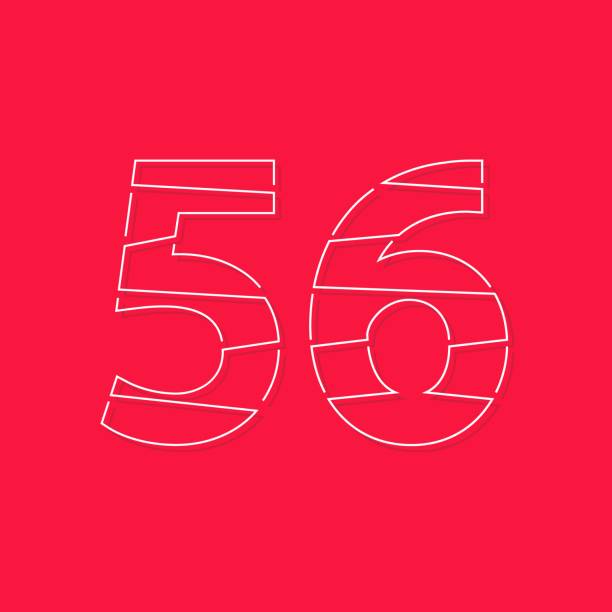 istock 56 number, linear stroke font. Modern trendy, creative style design. For logo, brand label, design elements, corporate identity, application and more. İsolated vector illustration 1266407341