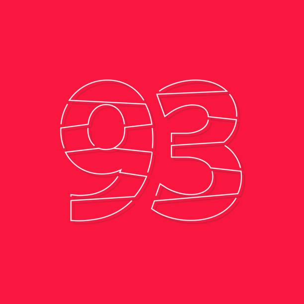 istock 93 number, linear stroke font. Modern trendy, creative style design. For logo, brand label, design elements, corporate identity, application and more. İsolated vector illustration 1266408281