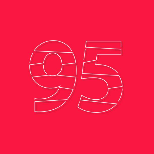 istock 95 number, linear stroke font. Modern trendy, creative style design. For logo, brand label, design elements, corporate identity, application and more. İsolated vector illustration 1266408325