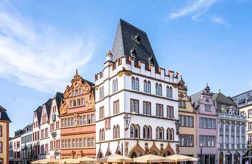 Hauptmarkt square in Trier city on sunny summer day, Germany