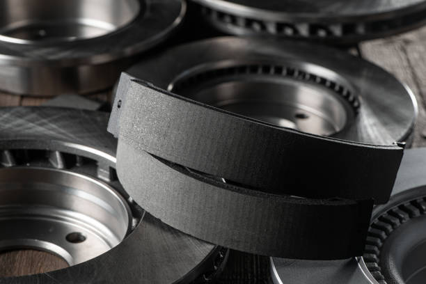 istock Close-up on friction pads and brake discs 1266410985