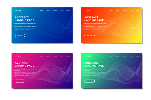 Set of modern abstract web banner template, landing page vector