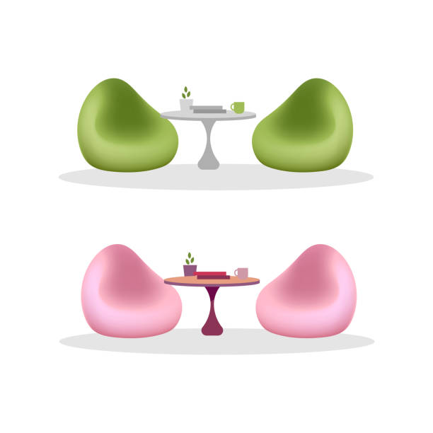 콩 가방 의자 및 테이블 개체 - semi soft stock illustrations