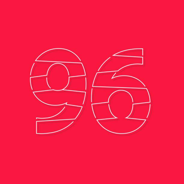 istock 96 number, linear stroke font. Modern trendy, creative style design. For logo, brand label, design elements, corporate identity, application and more. İsolated vector illustration 1266412163