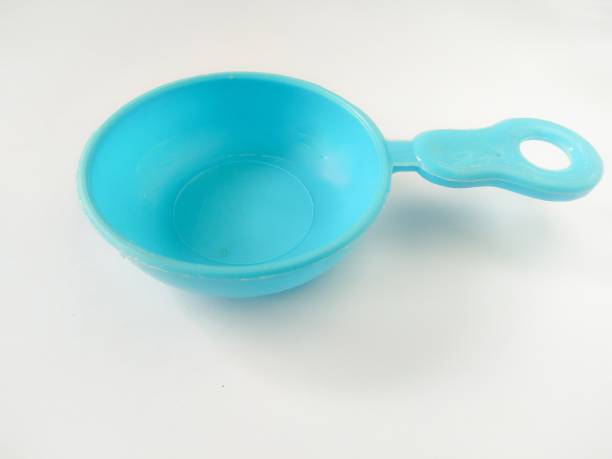 istock Blue color kitchenware made from plastic using for serving food or eating isolated on white background 1266417840
