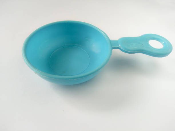 istock Blue color kitchenware made from plastic using for serving food or eating isolated on white background 1266417868