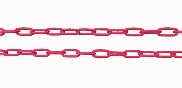 Photo of 3d render colorful Chain links isolated on white background