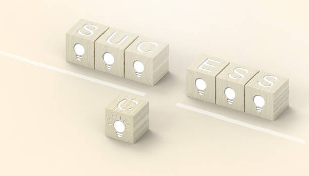 istock Ideas Concepts and Box flip wooden cube with word on Yellow background - 3d rendering 1266421310