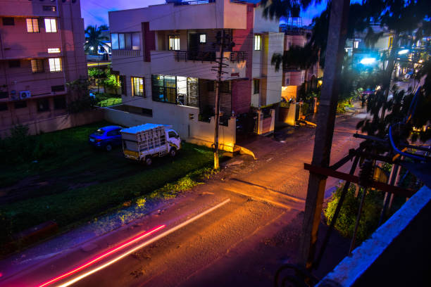 istock Light trail of moving vehicles 1266422410