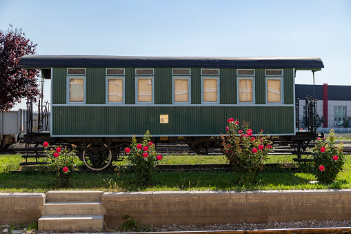 1922 Belgian made wagon. The photo was taken on July 15 2020 at Afyon,Turkey train station.