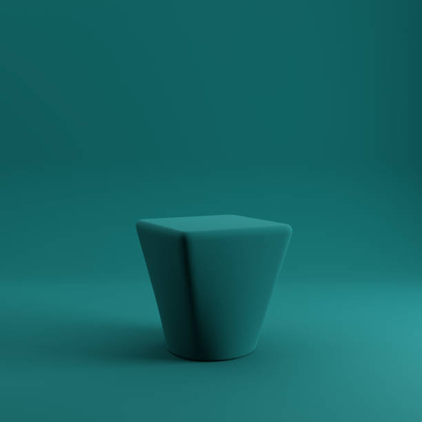 Pedestal or product podium mockup isolated from teal colored background.