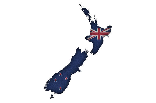 istock Map and flag of New Zealand on felt 1266426139