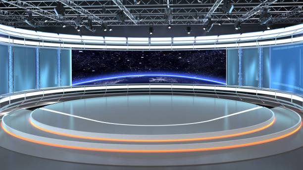 istock Virtual TV Studio News Set 35-2. 3d Rendering. 1266430481