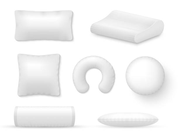 istock Pillow, cushion white for sleep, rest, relax realistic mockups set. Soft support of body. 1266432468