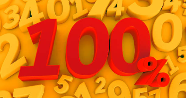 istock one hundered percent symbol on yellow numbers background. 1266433871