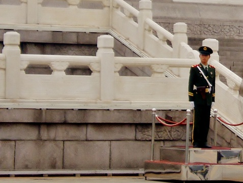 A Guard At Tiananmen Square. Image taken on October 23, 2018 at Beijing, China.