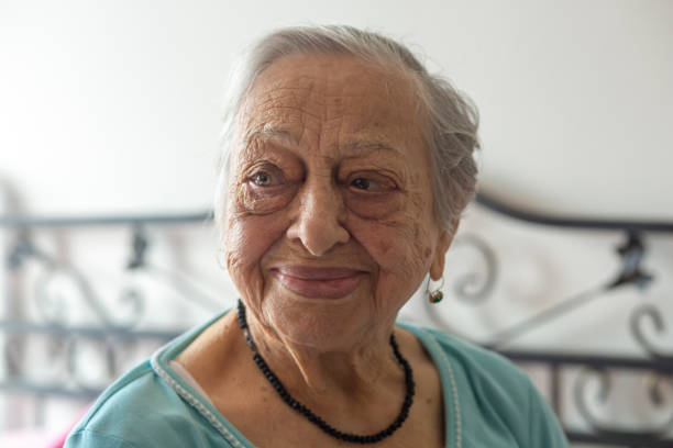 portrait of happy elderly woman. horizontal close-up. - 99 imagens e fotografias de stock