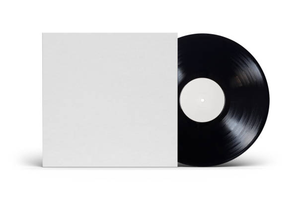 12-inch vinyl lp record in cardboard cover on white background. - record imagens e fotografias de stock