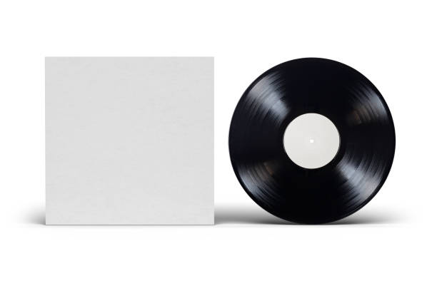 istock Vinyl LP record with cardboard cover on white background. 1266444890