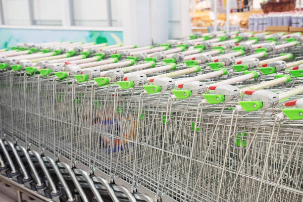 istock Shopping baskets in the super market. 1266445414