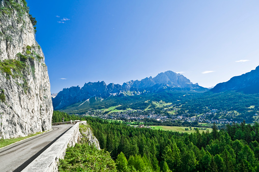 View of Cortina d’Ampezzo, Veneto, Italy