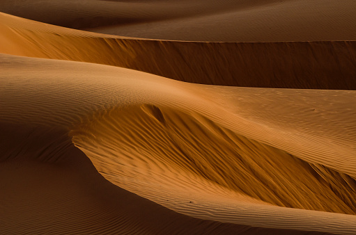 Sand dunes in the desert of Oman near A'Sharqiyah Sands