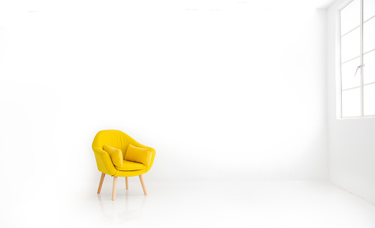 yellow modern armchair at living hall