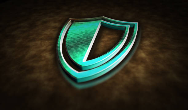 istock Cyber security with shield metal symbol digital 3d illustration 1266455124
