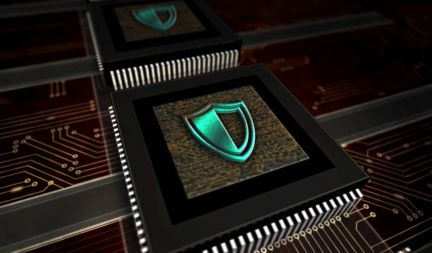 istock Cyber security with shield metal symbol digital 3d illustration 1266455128