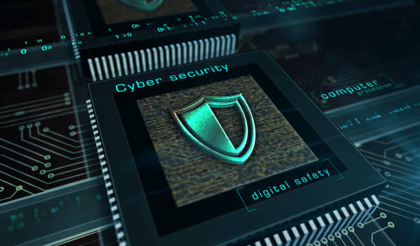 istock Cyber security with shield metal symbol digital 3d illustration 1266455161