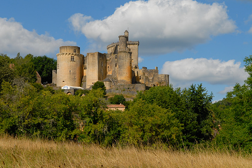 Saint-Front-sur-Lémance, France - 07/24/2017 : medieval castle of Bonaguil built in the 13th century in the Lot-et-Garonne department
